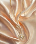 Luxury Double Layer Sunburst Crystal Necklace – Gold Finish