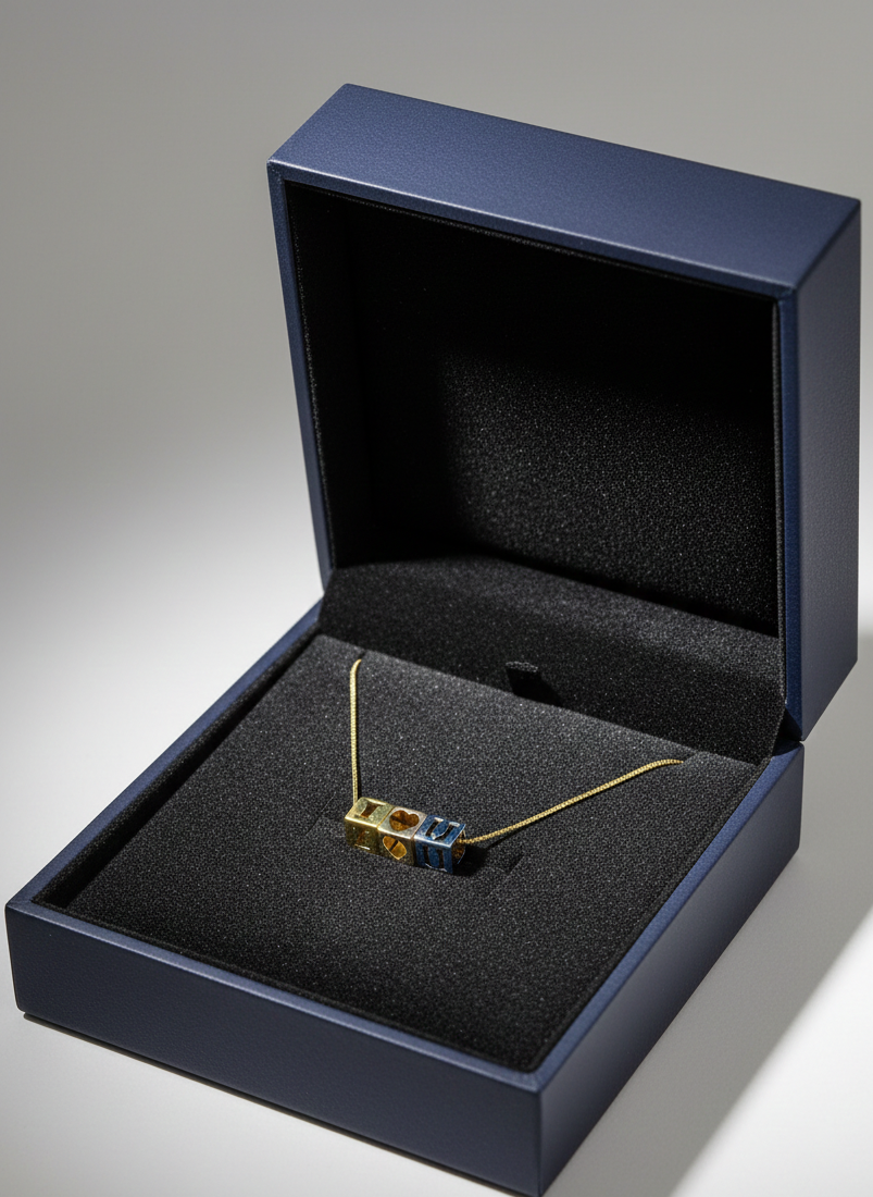 Cube Letter Necklace – Minimal Elegant Chain