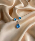 Elegant Blue Stone Pendant & Earrings Set – Silver Finish