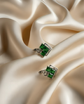 Elegant Silver Green Zircon Geometric Drop Earrings for Women