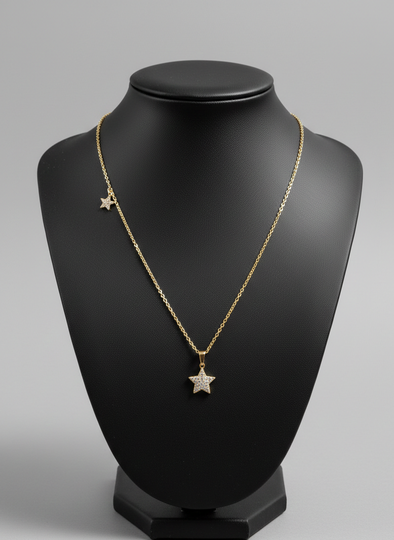 Gold Star Pendant Necklace – Pure Zircon Stones