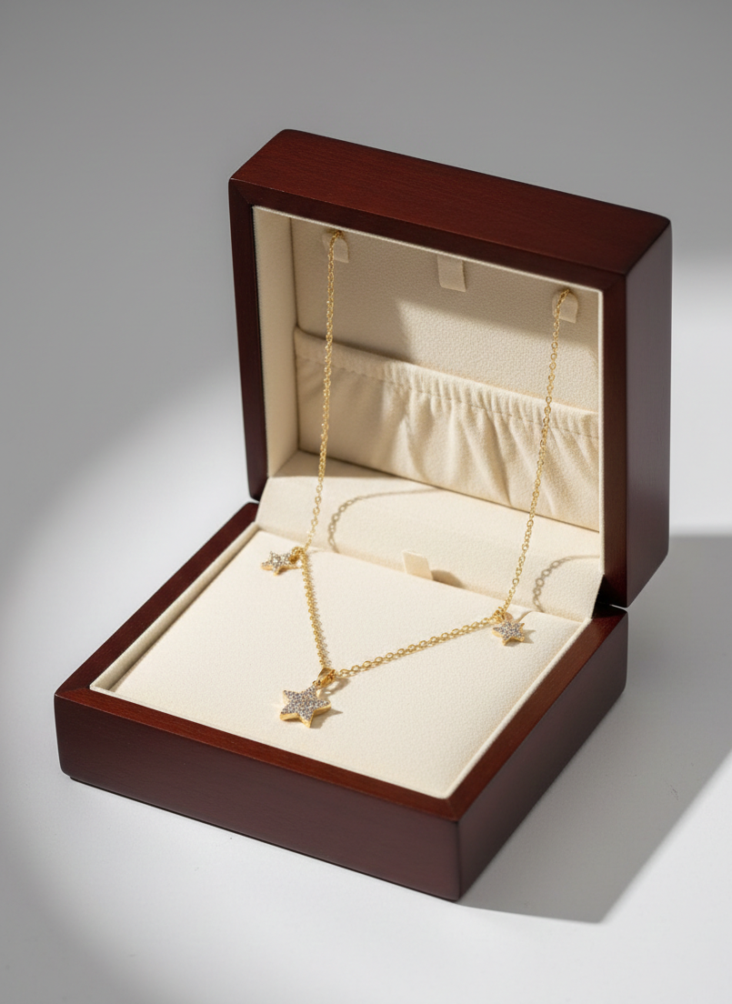 Gold Star Pendant Necklace – Pure Zircon Stones