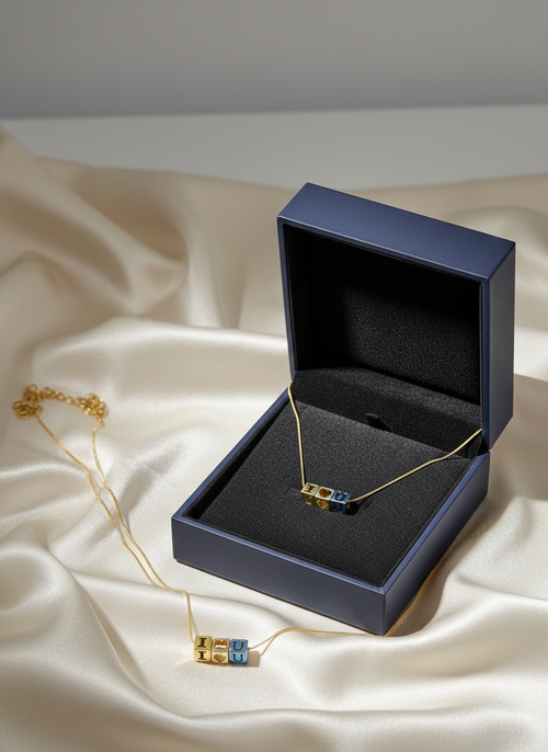 Cube Letter Necklace – Minimal Elegant Chain