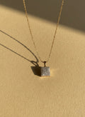 Luxury Square Crystal Gold Pendant Necklace – Minimal Sparkle Design
