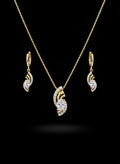 Elegant Gold Crystal Twist Pendant & Earrings Set – Luxury Shine